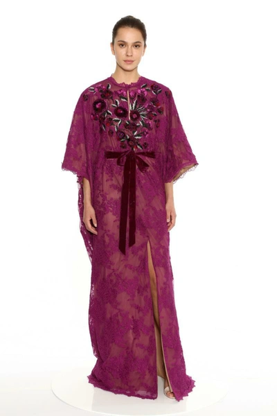 Marchesa Abstract Lace Caftan