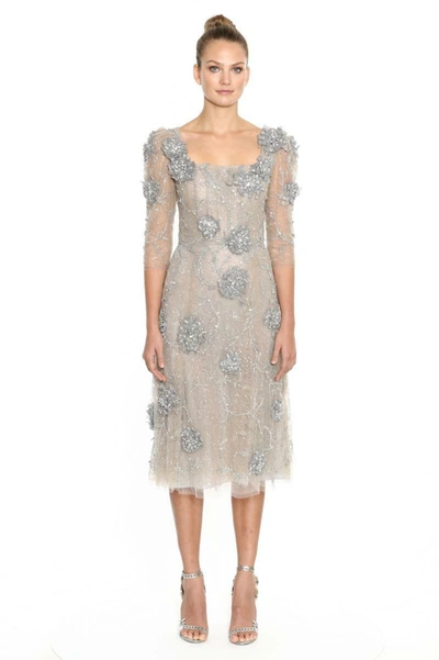 Marchesa Square Neck Tulle Cocktail