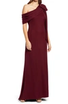 Tadashi Shoji One-shoulder Crepe Column Gown In Auburn