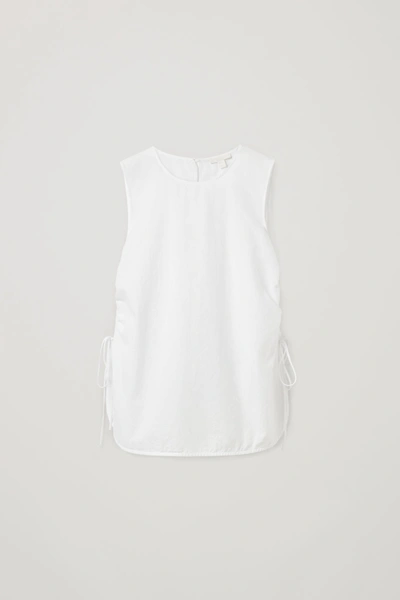 Cos Drawstring Organic Cotton Vest Top In White