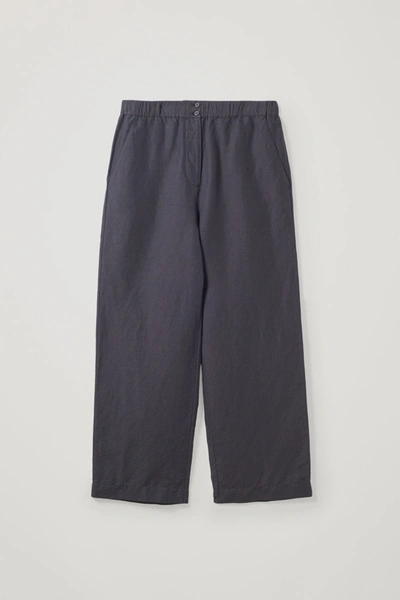 Cos Linen-cotton Straight Pants In Black