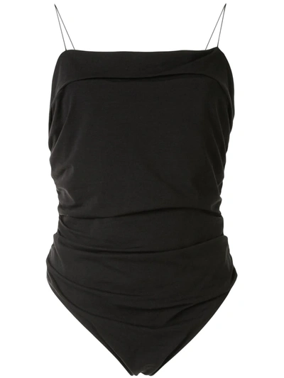 Alexander Wang T Black Compact Jersey Ruched Bodysuit