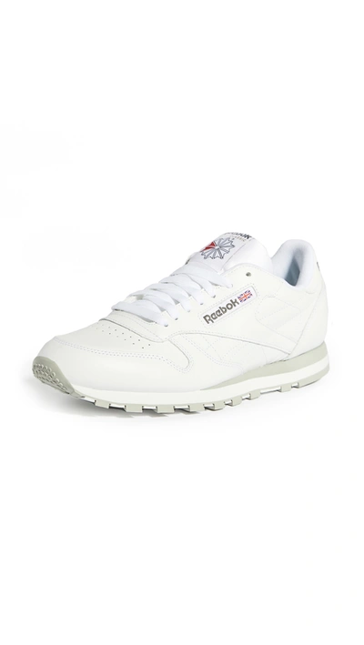 Reebok Classic Leather Trainers In White/light Grey