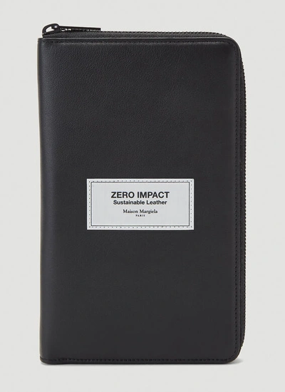 Maison Margiela Zero Impact Leather Travel Wallet In Black