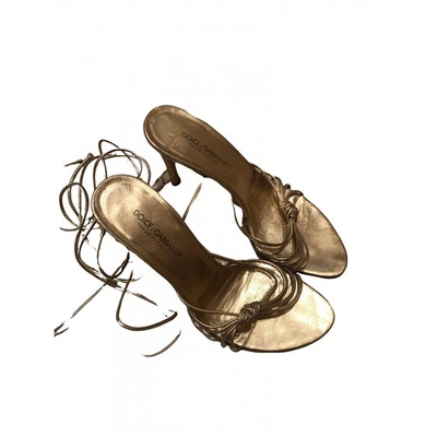Pre-owned Dolce & Gabbana Leather Sandal In Gold