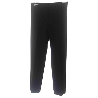 Pre-owned Versace Wool Straight Trousers In Black