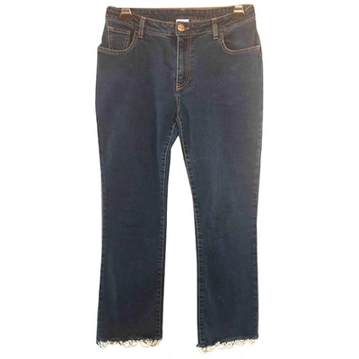 Pre-owned Pinko Slim Trousers In Blue