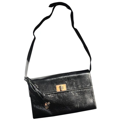 Pre-owned Fratelli Rossetti Patent Leather Clutch Bag In Black