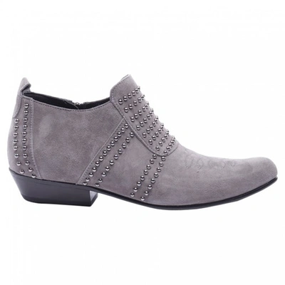 Pre-owned Anine Bing Leather Ankle Boots In Grey