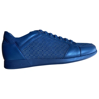 Pre-owned Stefano Ricci Navy Leather Trainers