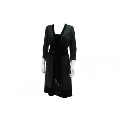 Pre-owned Azzaro Wool Mid-length Dress In Black