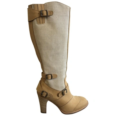 Pre-owned Belstaff Leather Boots In Beige