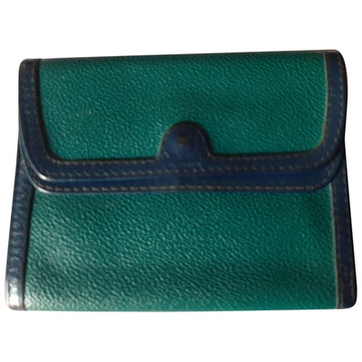 Pre-owned Trussardi Cloth Wallet In Turquoise