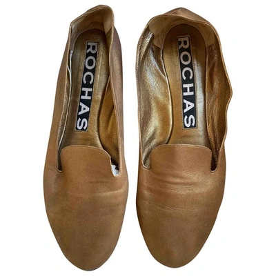 Pre-owned Rochas Leather Flats In Camel