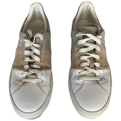 Pre-owned Eleventy Leather Low Trainers In White