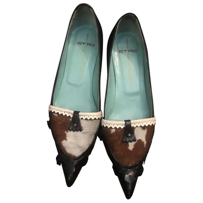 Pre-owned Etro Leather Ballet Flats In Black