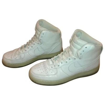 Pre-owned Nike Air Force 1 Leather High Trainers In White