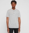 Allsaints Mode Merino Short Sleeve Polo Shirt In Light Grey Marl