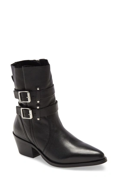 Allsaints Harriet Dual Buckle Boot In Black Leather