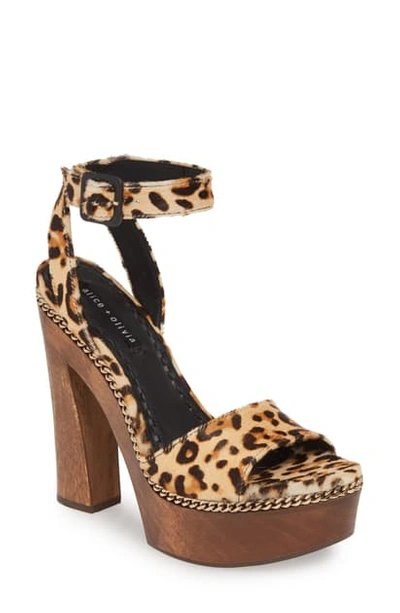Alice And Olivia Faira Chain-trimmed Leopard-print Calf Hair Platform Sandals In Cheetah