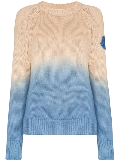 Moncler Girocollo Tricot Dip-dye Sweater In Sand