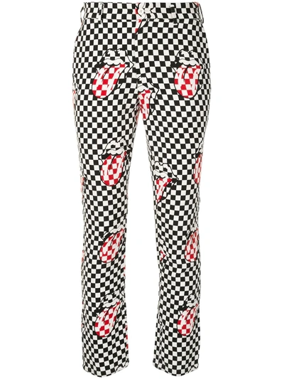Pre-owned Comme Des Garçons Checked Rolling Stones Skinny Trousers In Black