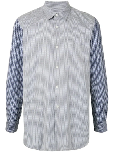 Pre-owned Comme Des Garçons Warped Check Print Shirt In Blue