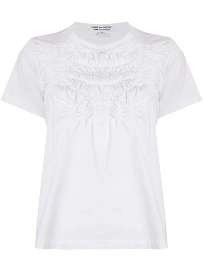 Pre-owned Comme Des Garçons Shirred Short-sleeve T-shirt In White