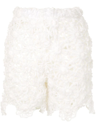 Pre-owned Comme Des Garçons Crochet Mini Shorts In White