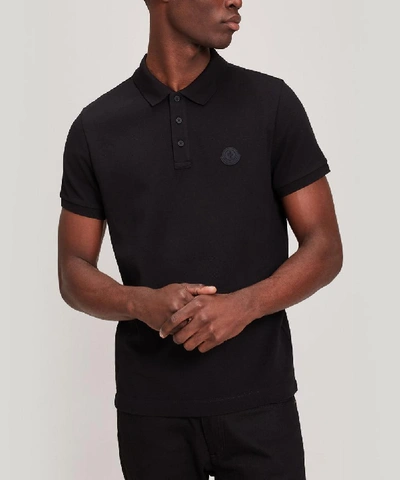 Moncler Logo-badge Polo Shirt In Black