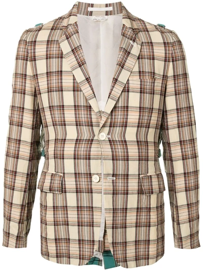 Pre-owned Comme Des Garçons Contrasting Panel Checked Blazer In Yellow