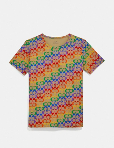 Coach Rainbow Signature T-shirt In Color<lsn_delimiter>multi