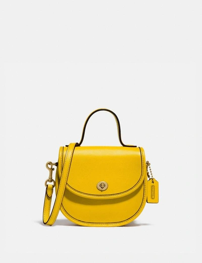 Coach Mini Top Handle Saddle Bag In Yellow In B4/lemon