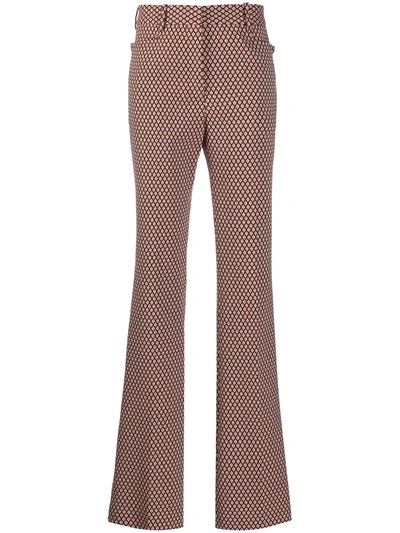 Victoria Beckham Geometric Pattern Flared Trousers In Red