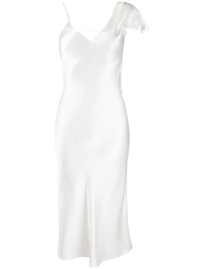 Coperni Asymmetrical Midi Slip Dress In White