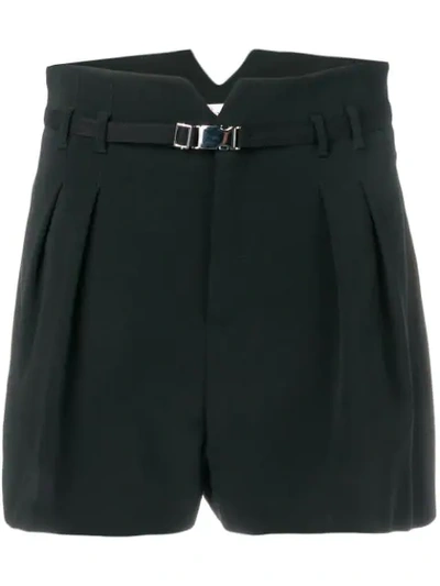 Red Valentino Belted Pleated Cady Shorts In Black