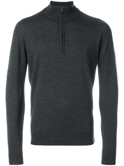 John Smedley Zip-neck Jumper In Grey