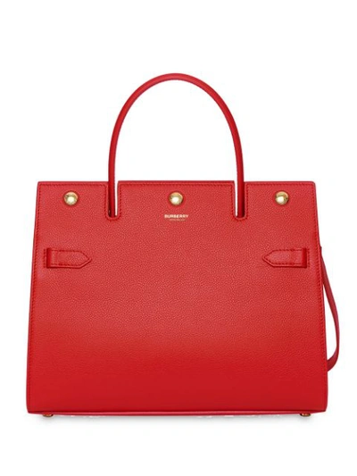 Burberry Small Title Leather Bag In Bright Red Rt
