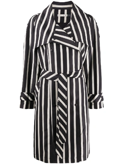 Alice And Olivia Brenton Moondust Striped Trench Coat In Black