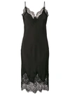 Gold Hawk Lace Trim Slip Dress In Black