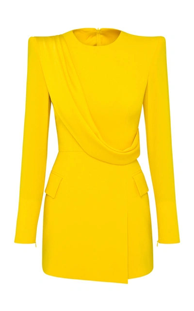 Alex Perry Women's Rae Draped-detailed Satin Crepe Mini Dress In Yellow
