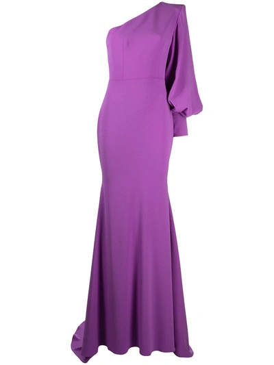 Alex Perry Women's Marin Satin Crepe One-shoulder Gown In Purple
