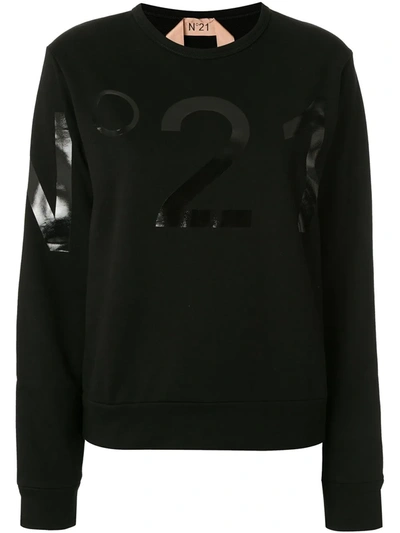 N°21 N° 21 Sweatshirt N &amp;deg; 21 Crewneck Sweatshirt In Cotton With Logo In Black