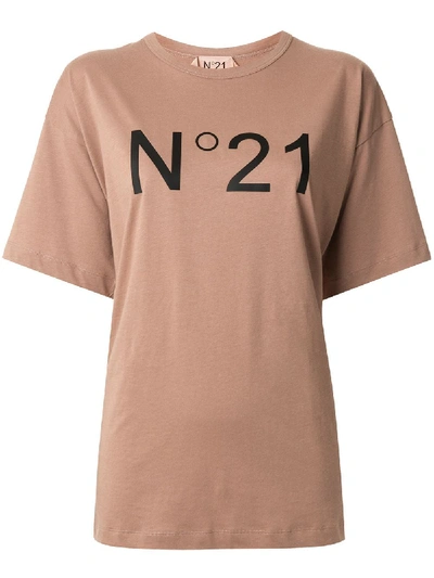 N°21 Logo Print Oversized T-shirt In Brown