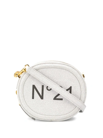 N°21 Glitter Logo Crossbody Bag In Silver