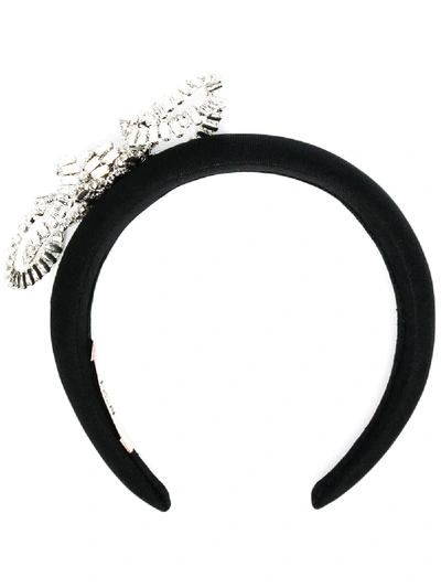 N°21 Crystal-embellished Bow Headband In Black