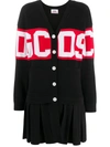 Gcds Logo Jacquard Cardigan Dress In Black