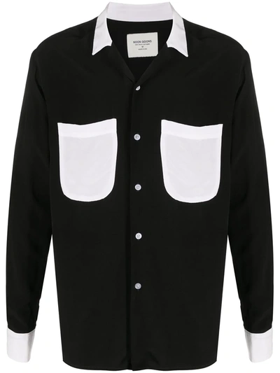 Noon Goons Contrasting Patch-pocket Shirt In Black