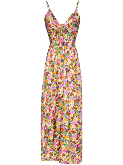 Borgo De Nor Flora Twisted Floral-print Silk-twill Midi Slip Dress In Multicolour