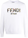 Fendi White Roma Logo Cotton Sweatshirt
